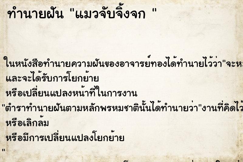 ทำนายฝันทำนายฝันแมวจับจิ้งจก